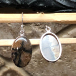 Natural Chiastolite 925 Solid Sterling Silver Earrings 40mm - Natural Rocks by Kala