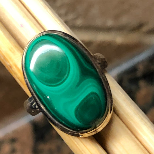 Natural Malachite 925 Solid Sterling Silver Healing Stone Ring Size 7 - Natural Rocks by Kala