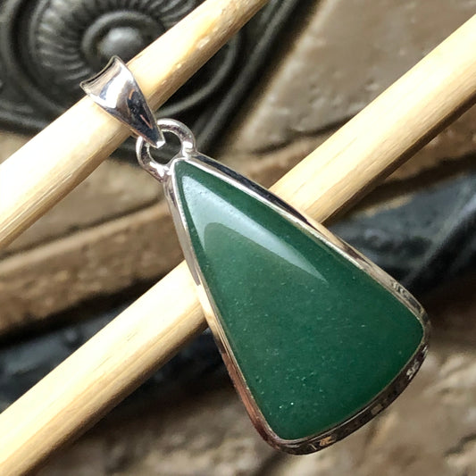 Natural Green Aventurine Jade 925 Solid Sterling Silver Pendant 35mm - Natural Rocks by Kala