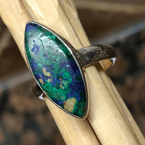Natural Malachite in Azurite 925 Solid Sterling Silver Ring Size 6.5 - Natural Rocks by Kala