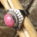 Natural Pink Rhodocrosite 925 Solid Sterling Silver Ring Size 9.5 - Natural Rocks by Kala