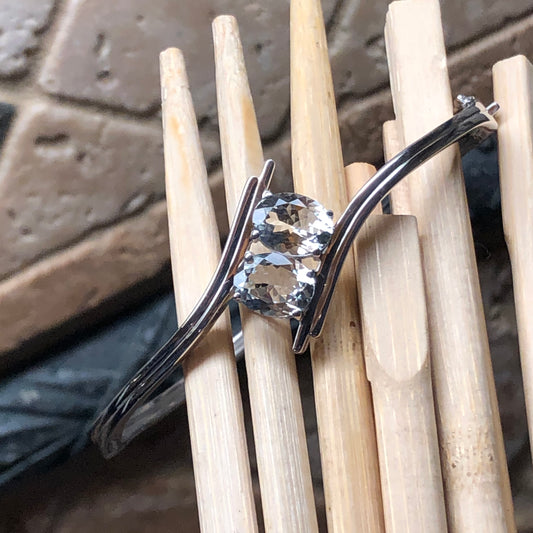 Natural 4ct Blue Aquamarine 925 Solid Sterling Silver Cuff Bracelets - Natural Rocks by Kala