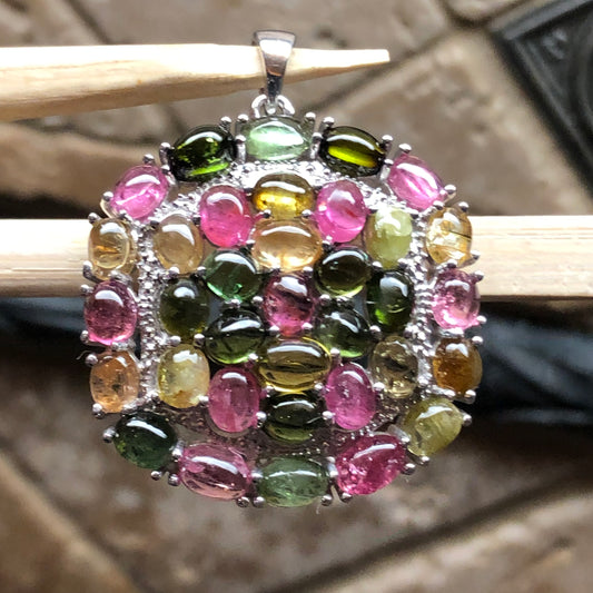 Natural Tourmaline 925 Solid Sterling Silver Pendant 35mm - Natural Rocks by Kala