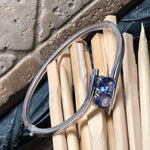 Natural 4ct Blue Tanzanite 925 Solid Sterling Silver Designer Cuff Bracelets - Natural Rocks by Kala