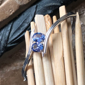 Natural 4ct Blue Tanzanite 925 Solid Sterling Silver Designer Cuff Bracelets - Natural Rocks by Kala
