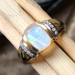 Natural Rainbow Moonstone 14k Gold Over 925 Sterling Silver Engagement Ring Size 6, 7, 8, 9, 10 - Natural Rocks by Kala