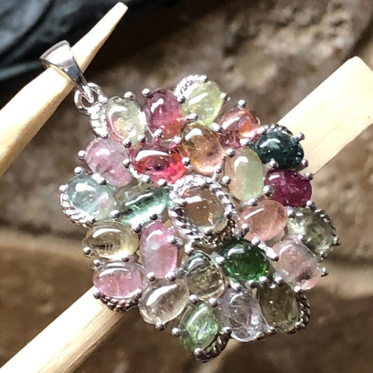 Natural Tourmaline 925 Solid Sterling Silver Pendant 40mm - Natural Rocks by Kala