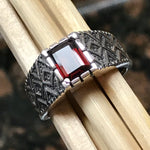 Natural 2ct Pyrope Garnet 925 Sterling Silver Men's Ring Size 7, 8, 9, 10, 11, 12, 13 - Natural Rocks by Kala