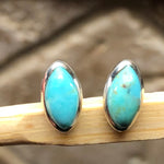 Natural Blue Mohave Turquoise 925 Solid Sterling Silver Stud Earrings 10mm - Natural Rocks by Kala