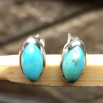 Natural Blue Mohave Turquoise 925 Solid Sterling Silver Stud Earrings 10mm - Natural Rocks by Kala