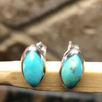 Natural Blue Mohave Turquoise 925 Solid Sterling Silver Stud Earrings 10mm - Natural Rocks by Kala