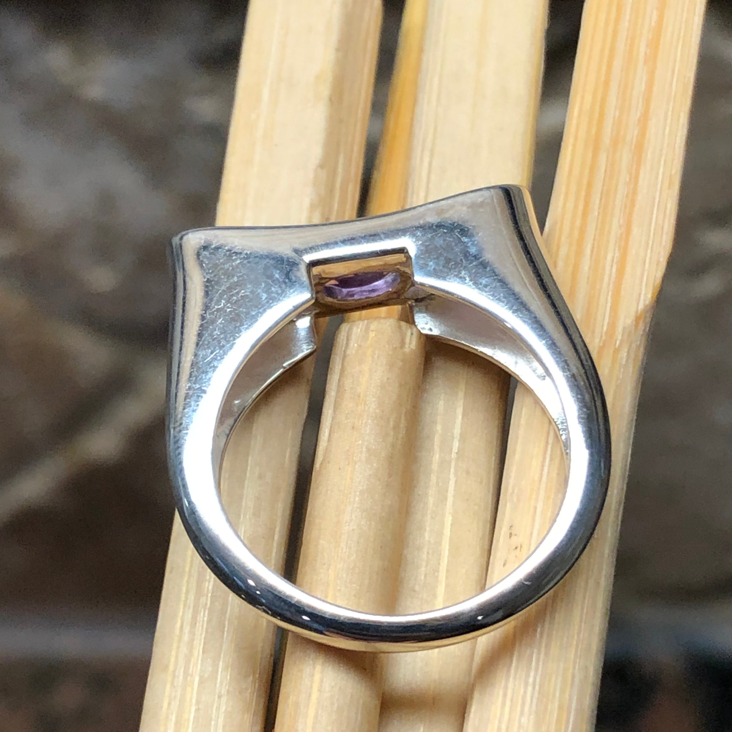 Natural Purple Amethyst 925 Solid Sterling Silver Ring Size 6, 7, 8, 9 - Natural Rocks by Kala