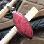 Genuine Pink Thulite 925 Solid Sterling Silver Marquise Pendant 40mm - Natural Rocks by Kala