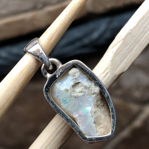 Genuine Ethiopian Opal 925 Solid Sterling Silver Pendant 25mm - Natural Rocks by Kala