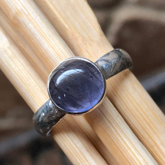 Natural Iolite 925 Solid Sterling Silver Cabochan Ring Size 8 - Natural Rocks by Kala