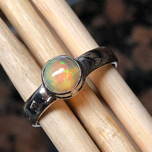 Natural Ethiopian Opal 925 Solid Sterling Silver Engagement Ring Size 5.5, 7.75, 8, - Natural Rocks by Kala
