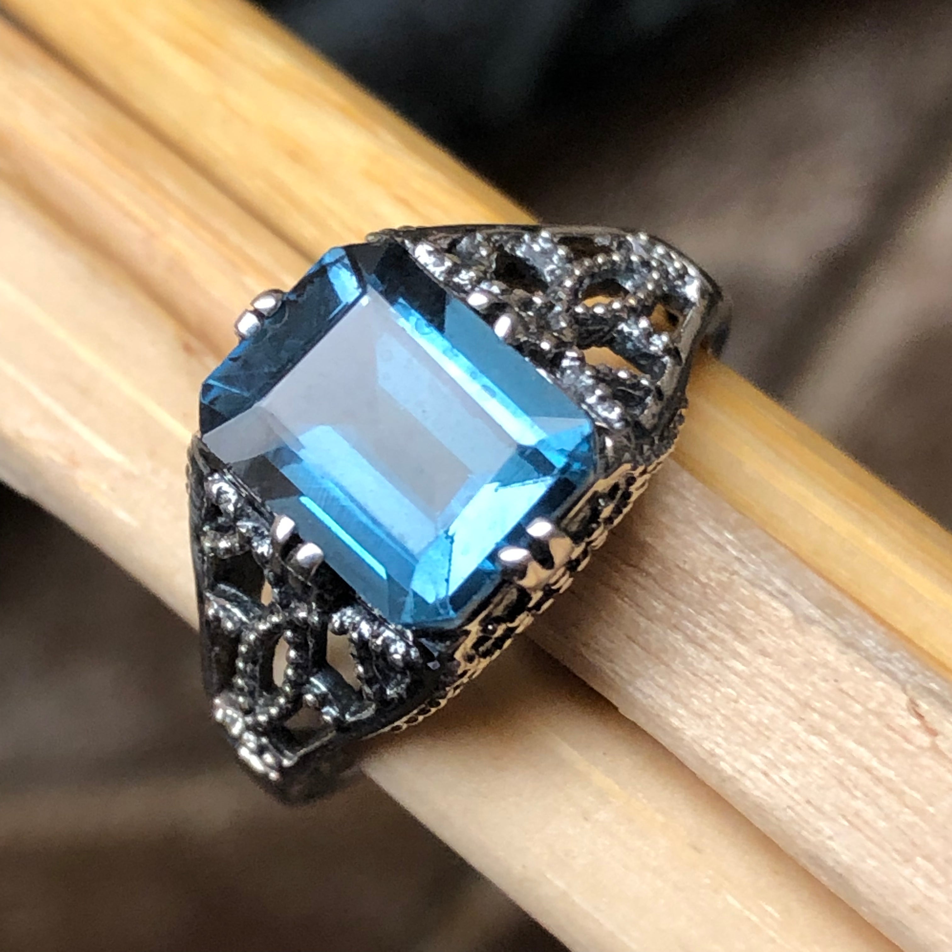 Natural 2ct London Blue Topaz 925 Sterling Silver Engagement Ring Size 6, 7, 8, 9 - Natural Rocks by Kala