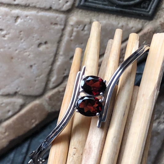 Natural 2.5ct Pyrope Garnet 925 Solid Sterling Silver Designer Cuff Bracelets - Natural Rocks by Kala