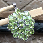 Genuine 25ct Green Peridot 925 Solid Sterling Silver Pendant 40mm - Natural Rocks by Kala