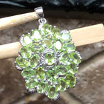 Genuine 25ct Green Peridot 925 Solid Sterling Silver Pendant 40mm - Natural Rocks by Kala