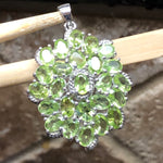 Genuine 25ct Green Peridot 925 Solid Sterling Silver Pendant 40mm - Natural Rocks by Kala