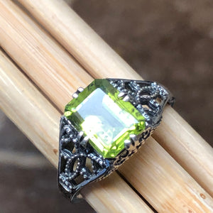 Natural 2.5ct Peridot 925 Solid Sterling Silver Engagement Ring Size 5, 6, 7, 8, 9 - Natural Rocks by Kala