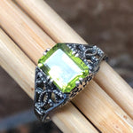 Natural 2.5ct Peridot 925 Solid Sterling Silver Engagement Ring Size 5, 6, 7, 8, 9 - Natural Rocks by Kala