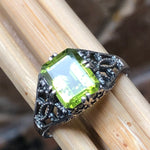 Natural 2.5ct Peridot 925 Solid Sterling Silver Engagement Ring Size 6, 7, 8, 9 - Natural Rocks by Kala