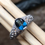 Natural 1.25ct London Blue Topaz 925 Solid Sterling Silver Engagement Ring Size 6, 7, 8, 9 - Natural Rocks by Kala