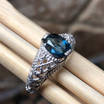 Natural 1.25ct London Blue Topaz 925 Solid Sterling Silver Engagement Ring Size 6, 7, 8, 9 - Natural Rocks by Kala