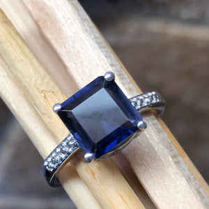Natural 1.25ct Iolite, White Topaz 925 Sterling Silver Engagement Ring Size 6, 7, 8, 9 - Natural Rocks by Kala