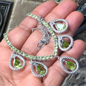 Natural 20ct Green Peridot 925 Solid Sterling Silver Necklace 17" - Natural Rocks by Kala