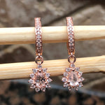 Natural Peach Morganite 14k Rose Gold Over Sterling Silver Earrings 25mm - Natural Rocks by Kala