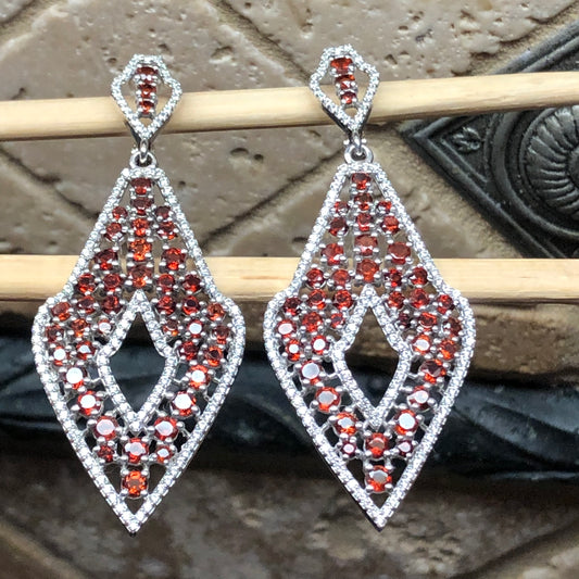 Natural 25ct Pyrope Garnet 925 Solid Sterling Silver Earrings 65mm - Natural Rocks by Kala