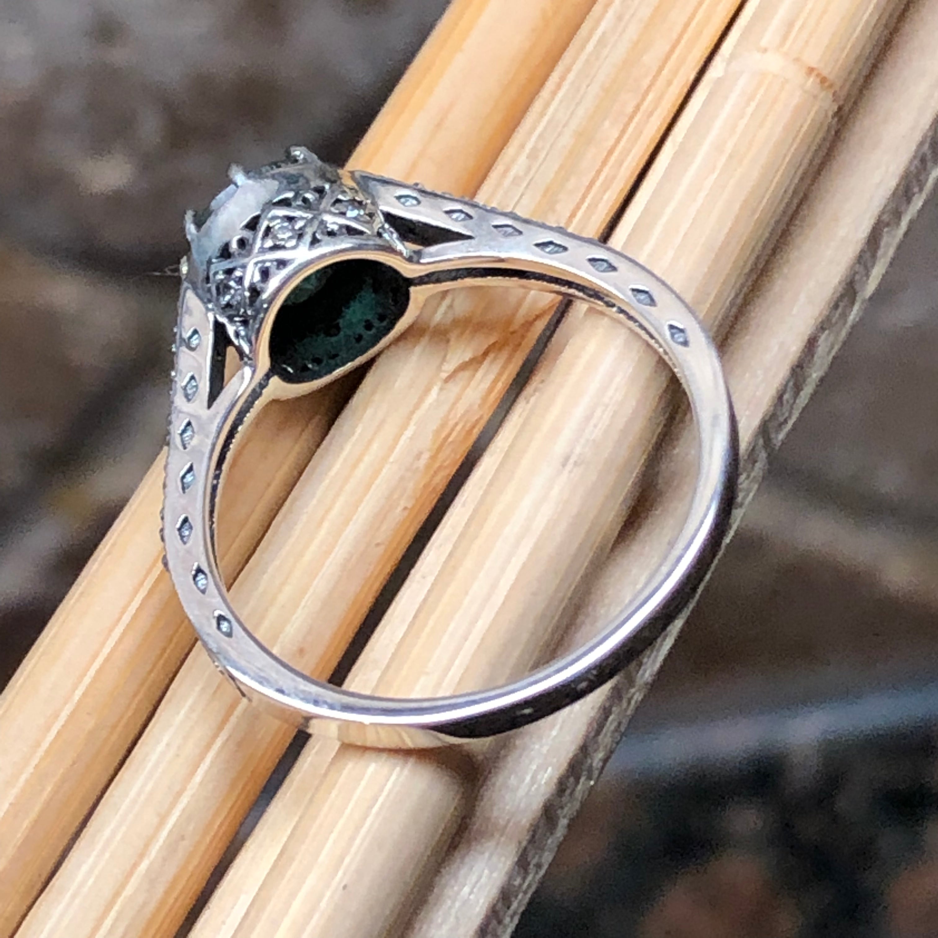 Natural 1ct Green Emerald 925 Sterling Silver Engagement Ring Size 6, 7, 8, 9 - Natural Rocks by Kala