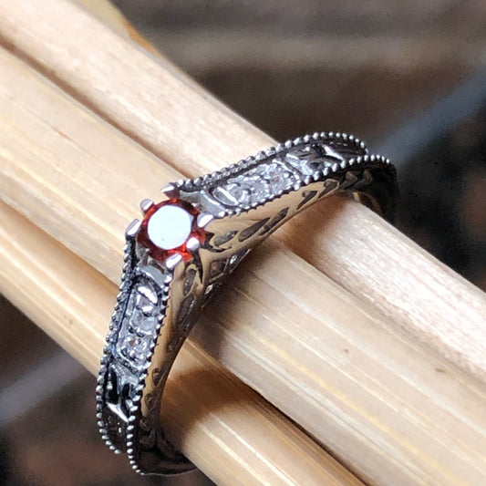 Natural Pyrope Garnet 925 Solid Sterling Silver Engagement Ring Size 6, 7, 8, 9 - Natural Rocks by Kala
