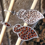 Natural 25ct Pyrope Garnet, White Sapphire 925 Solid Sterling Silver Earrings 55mm - Natural Rocks by Kala