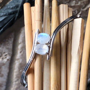 Natural Rainbow Moonstone 925 Solid Sterling Silver Cuff Bracelets - Natural Rocks by Kala