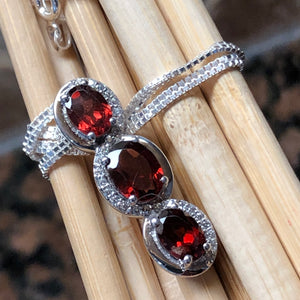 Genuine 4ct Pyrope Garnet, White Sapphire 925 Solid Sterling Silver Pendant Necklace 16" - Natural Rocks by Kala