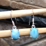 Natural Dominican Larimar 925 Solid Sterling Silver Earrings 25mm - Natural Rocks by Kala