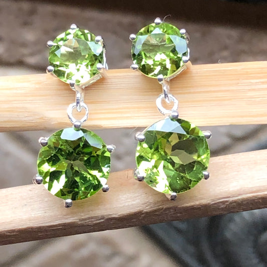 Genuine 4ct Green Peridot 925 Solid Sterling Silver Earrings 18mm - Natural Rocks by Kala