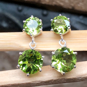 Genuine 4ct Green Peridot 925 Solid Sterling Silver Earrings 18mm - Natural Rocks by Kala