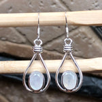 Natural Rainbow Moonstone 925 Solid Sterling Silver Earrings 35mm - Natural Rocks by Kala