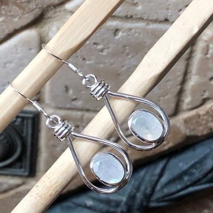 Natural Rainbow Moonstone 925 Solid Sterling Silver Earrings 35mm - Natural Rocks by Kala
