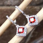 Genuine 1.5ct Pyrope Garnet 925 Solid Sterling Silver Earrings 25mm - Natural Rocks by Kala