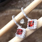 Genuine 1.5ct Pyrope Garnet 925 Solid Sterling Silver Earrings 25mm - Natural Rocks by Kala