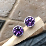 Natural 2ct Purple Amethyst 925 Sterling Silver Earrings 7mm - Natural Rocks by Kala
