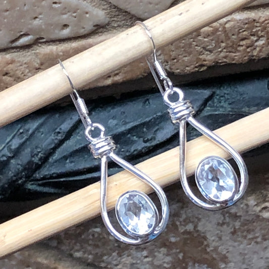 Genuine 2ct White Quartz 925 Solid Sterling Silver Earrings 35mm - Natural Rocks by Kala