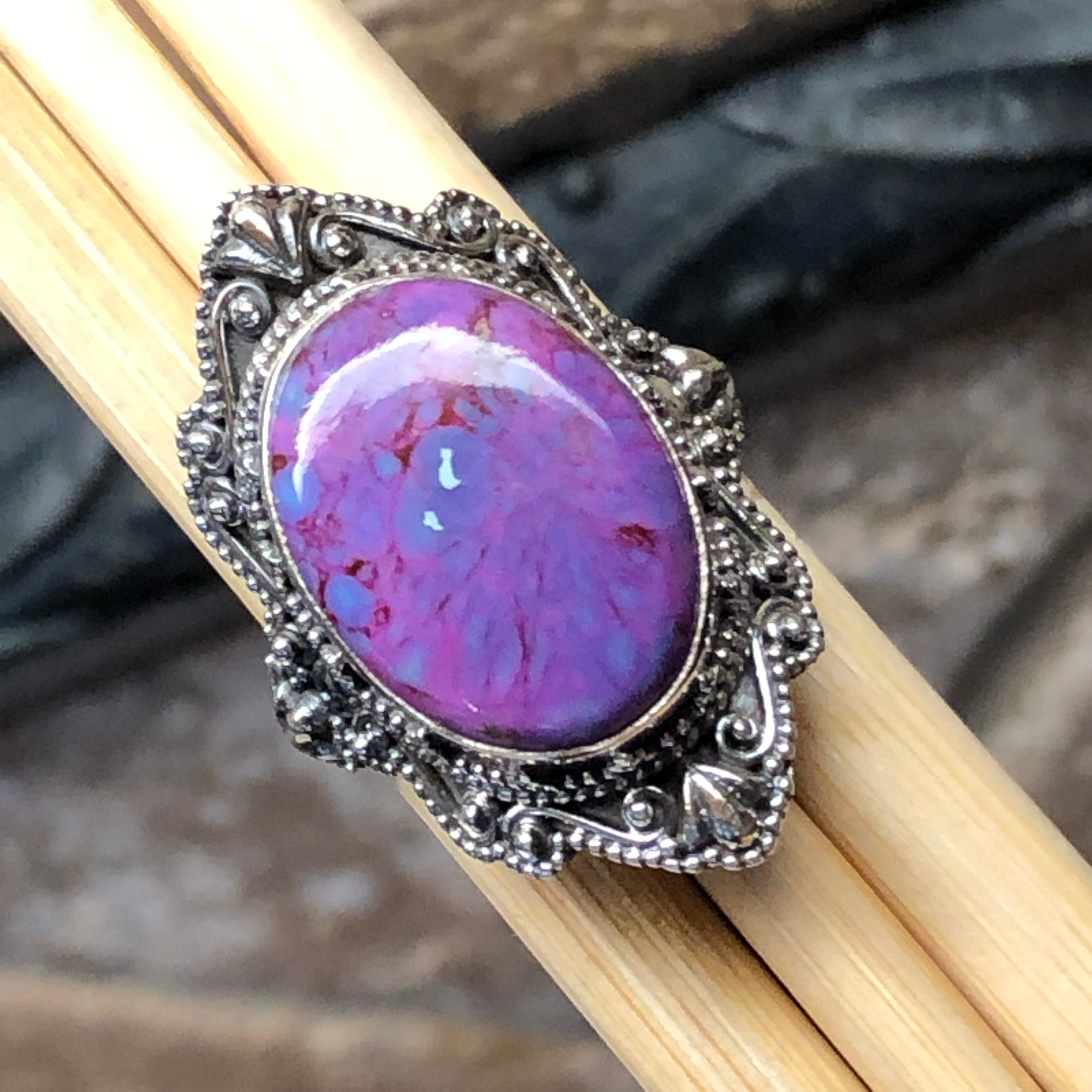 Purple Copper Mohave Turquoise 925 Solid Sterling Silver Ring Size 8 - Natural Rocks by Kala