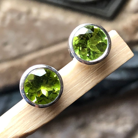 Natural 2ct Green Peridot 925 Solid Sterling Silver Earrings 6mm - Natural Rocks by Kala